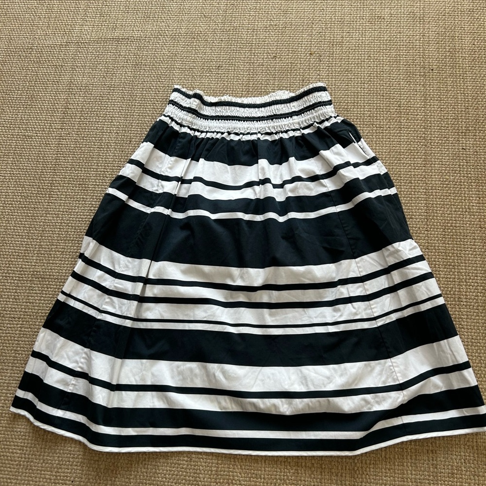 Kate Spade Black and White Striped Midi Skirt